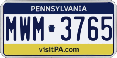 PA license plate MWM3765