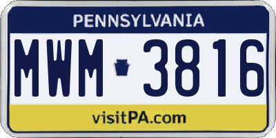 PA license plate MWM3816