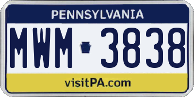 PA license plate MWM3838