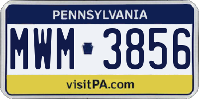 PA license plate MWM3856