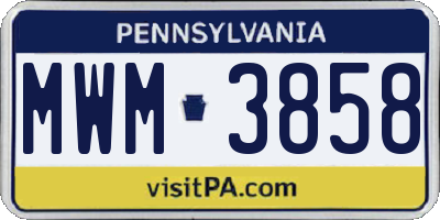 PA license plate MWM3858