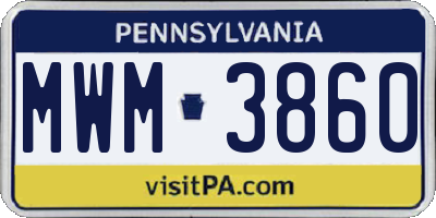 PA license plate MWM3860