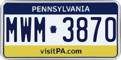 PA license plate MWM3870