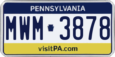 PA license plate MWM3878