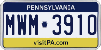PA license plate MWM3910
