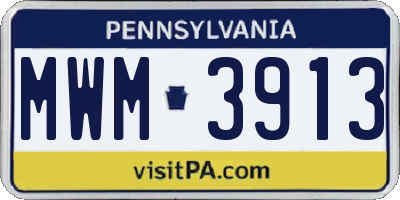 PA license plate MWM3913