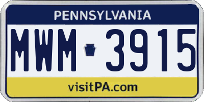 PA license plate MWM3915