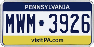 PA license plate MWM3926