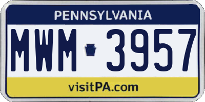 PA license plate MWM3957