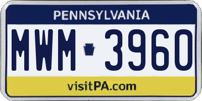 PA license plate MWM3960