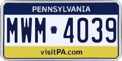 PA license plate MWM4039