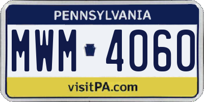 PA license plate MWM4060