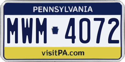 PA license plate MWM4072