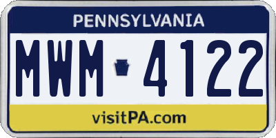 PA license plate MWM4122