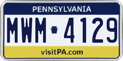 PA license plate MWM4129