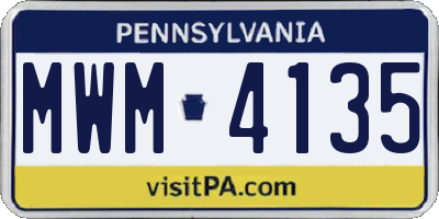PA license plate MWM4135