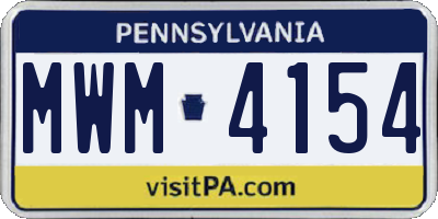 PA license plate MWM4154