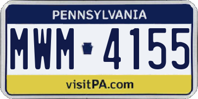 PA license plate MWM4155