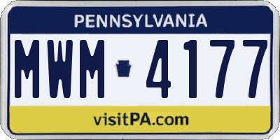 PA license plate MWM4177