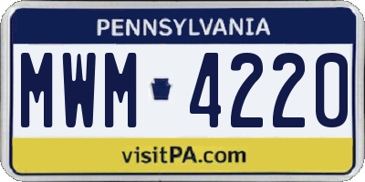 PA license plate MWM4220