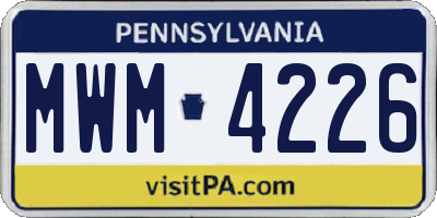 PA license plate MWM4226