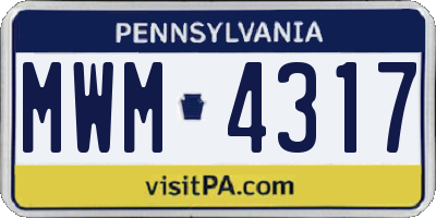 PA license plate MWM4317