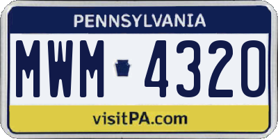 PA license plate MWM4320