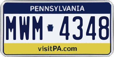 PA license plate MWM4348