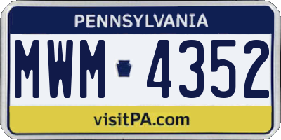 PA license plate MWM4352
