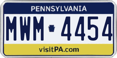 PA license plate MWM4454