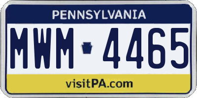 PA license plate MWM4465