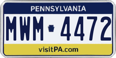 PA license plate MWM4472