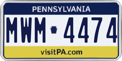 PA license plate MWM4474