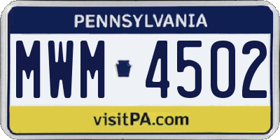 PA license plate MWM4502