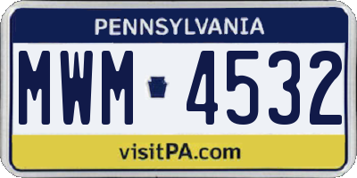 PA license plate MWM4532