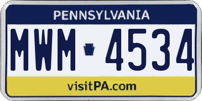 PA license plate MWM4534