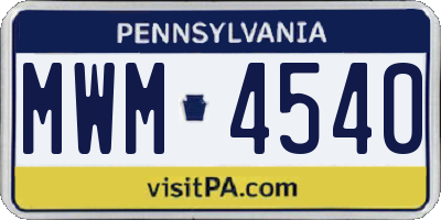 PA license plate MWM4540