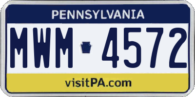 PA license plate MWM4572