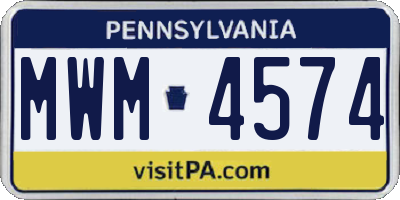 PA license plate MWM4574