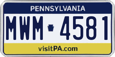 PA license plate MWM4581