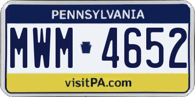 PA license plate MWM4652