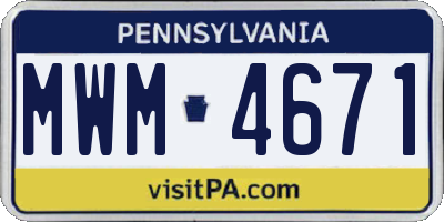 PA license plate MWM4671