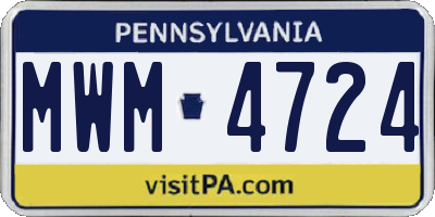 PA license plate MWM4724