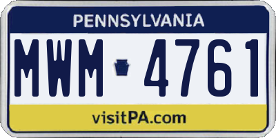 PA license plate MWM4761