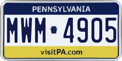 PA license plate MWM4905