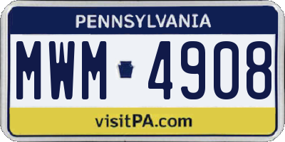PA license plate MWM4908