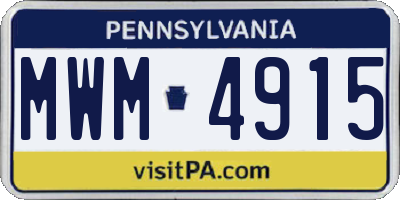 PA license plate MWM4915