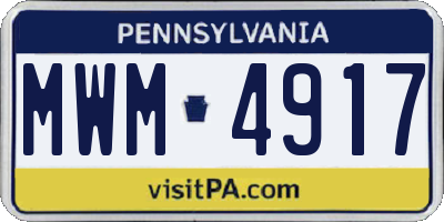 PA license plate MWM4917