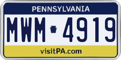 PA license plate MWM4919
