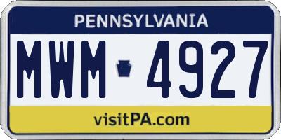 PA license plate MWM4927